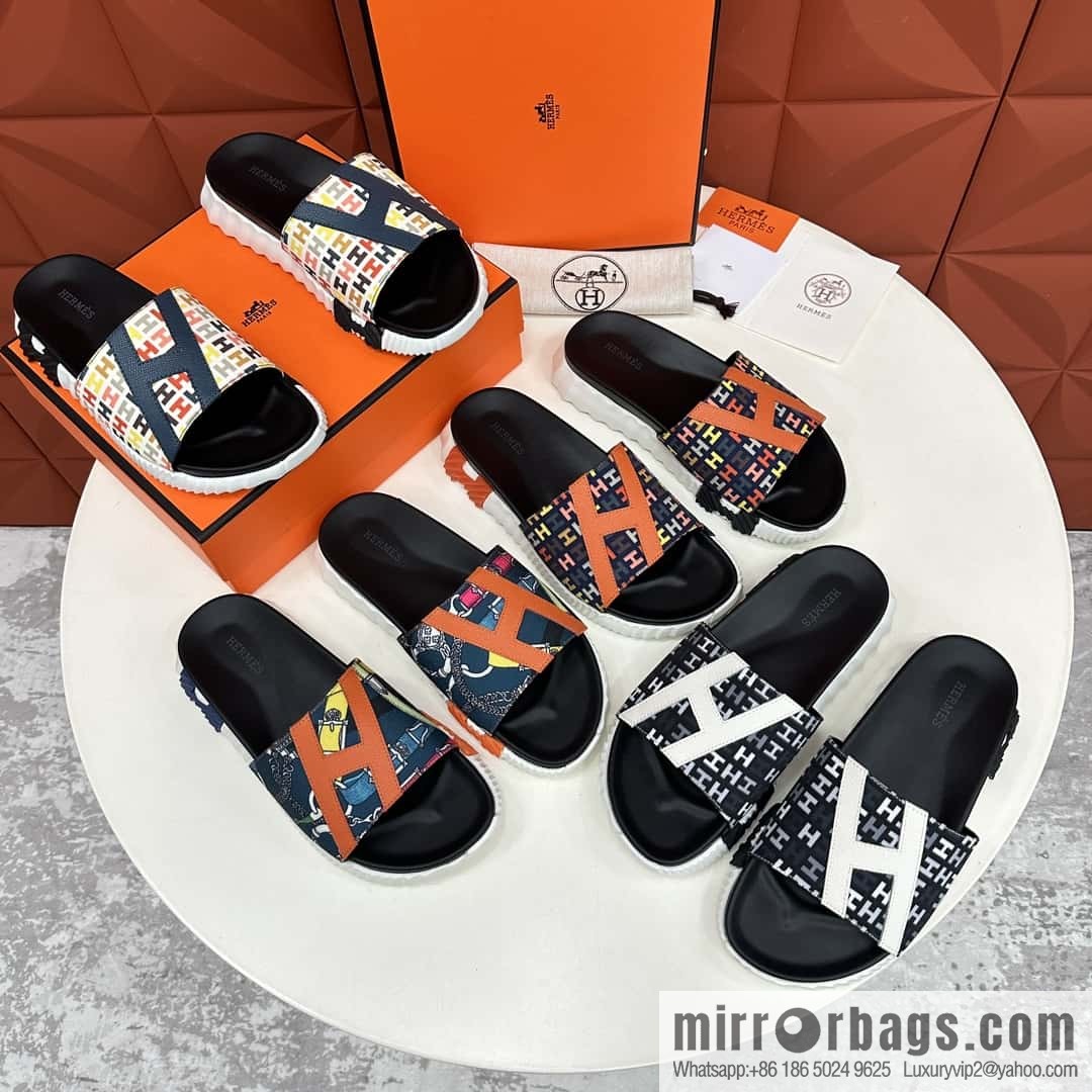 💋💍 H new cross slippers Hermès * Hermès-Shi, the latest classic men's Electric slippers