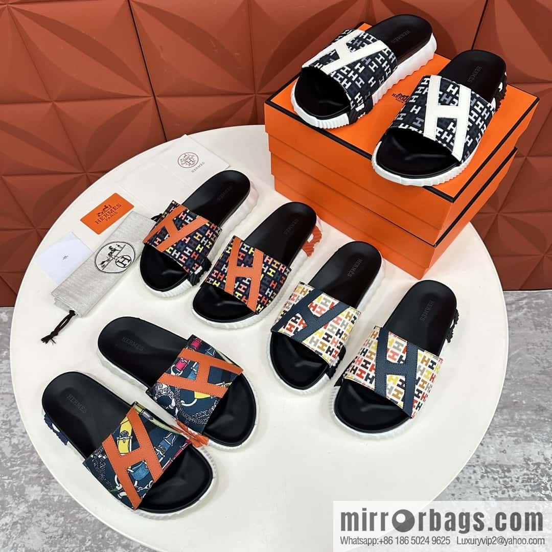💋💍 H new cross slippers Hermès * Hermès-Shi, the latest classic men's Electric slippers