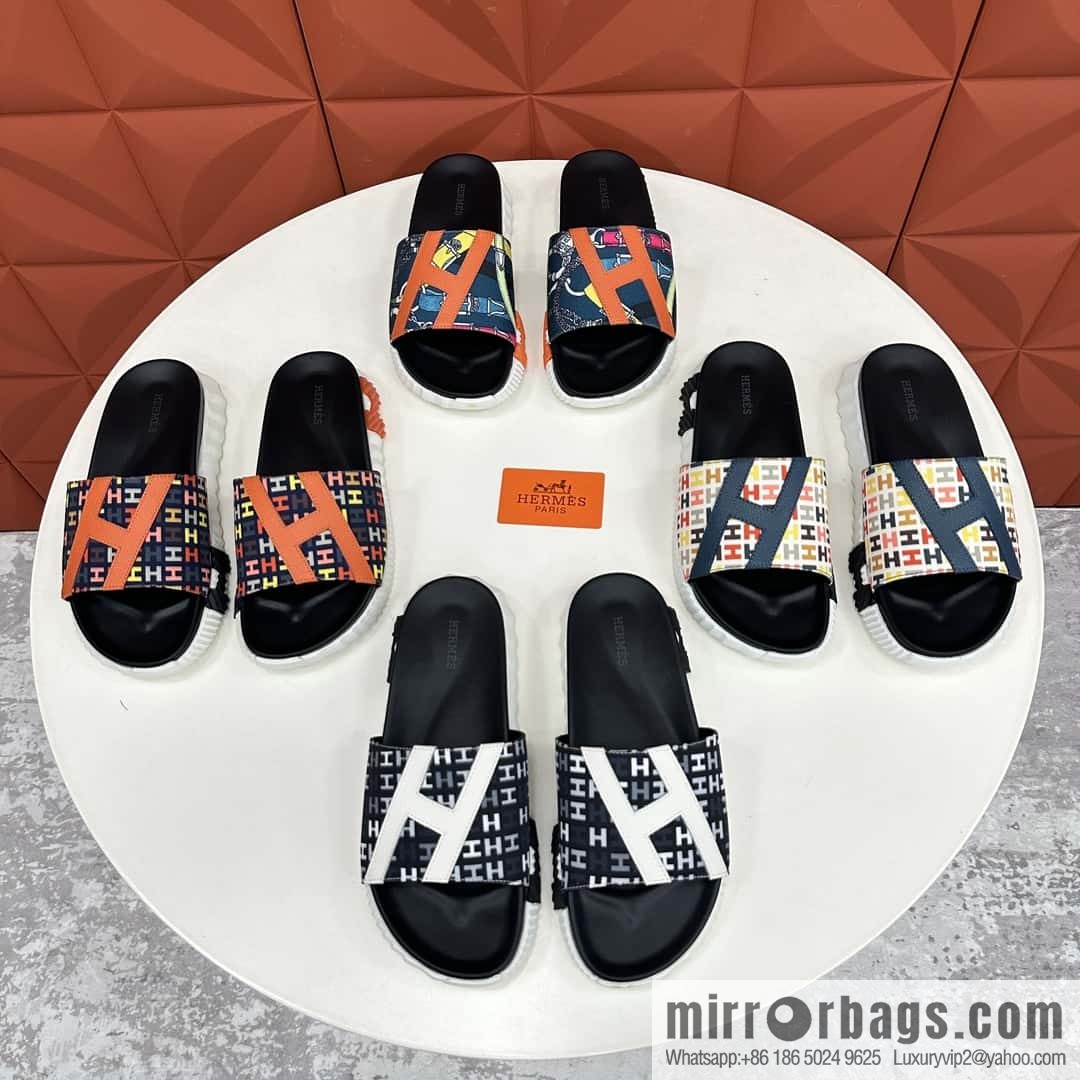 💋💍 H new cross slippers Hermès * Hermès-Shi, the latest classic men's Electric slippers