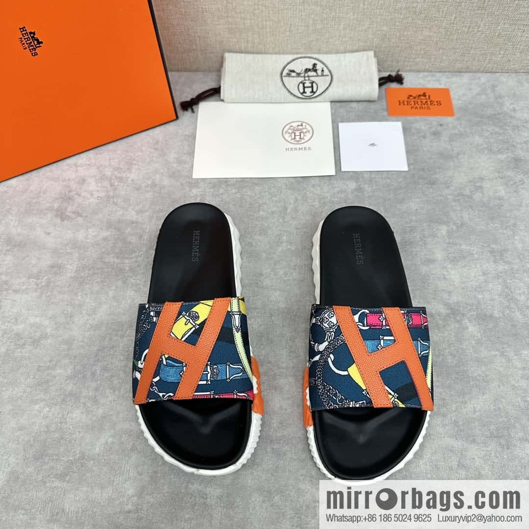 💋💍 H new cross slippers Hermès * Hermès-Shi, the latest classic men's Electric slippers