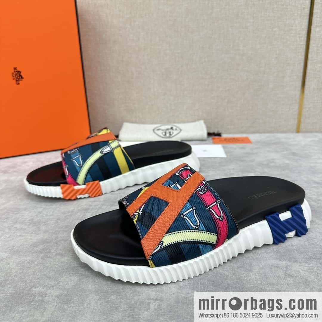 💋💍 H new cross slippers Hermès * Hermès-Shi, the latest classic men's Electric slippers