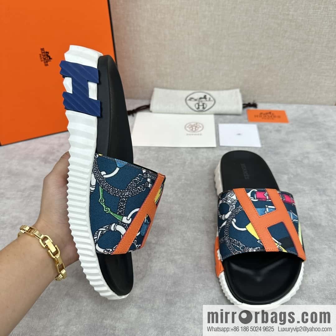 💋💍 H new cross slippers Hermès * Hermès-Shi, the latest classic men's Electric slippers