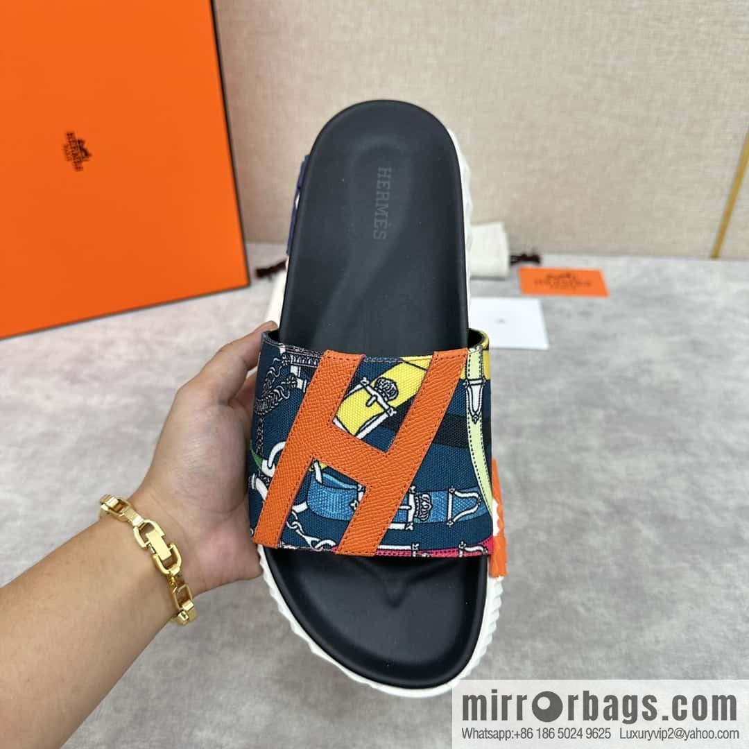 💋💍 H new cross slippers Hermès * Hermès-Shi, the latest classic men's Electric slippers