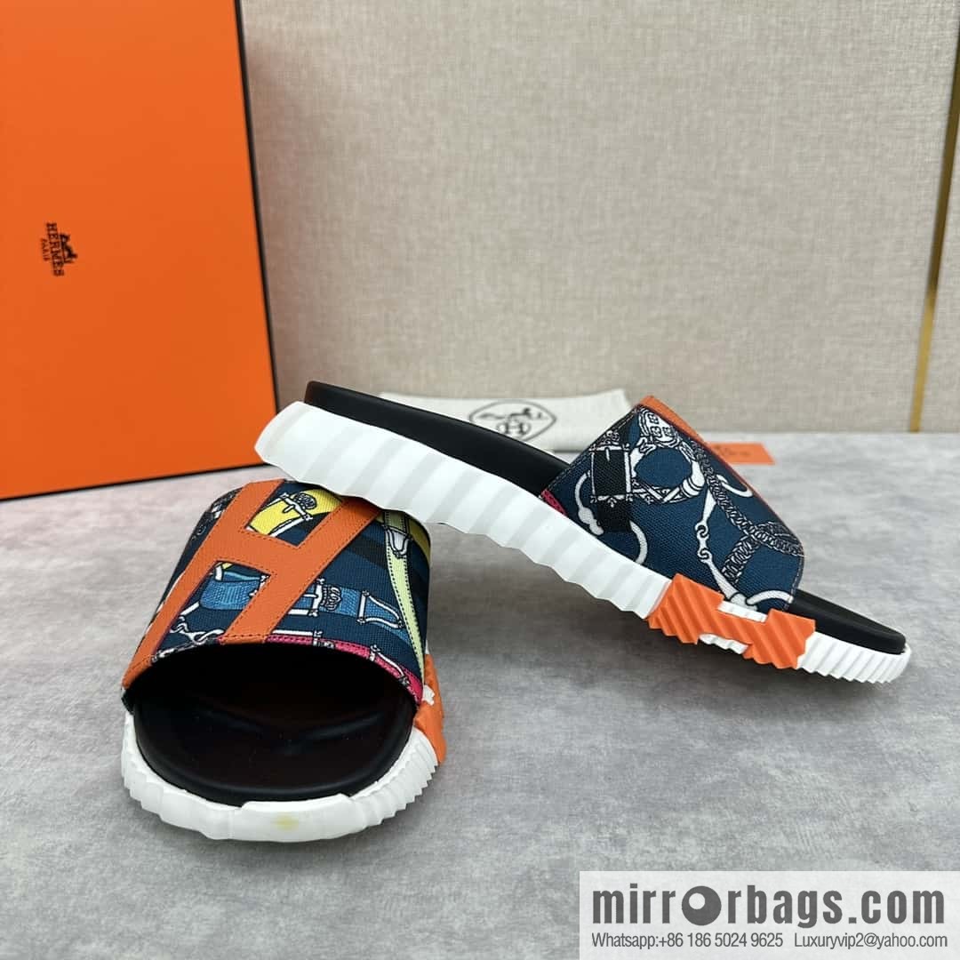 💋💍 H new cross slippers Hermès * Hermès-Shi, the latest classic men's Electric slippers