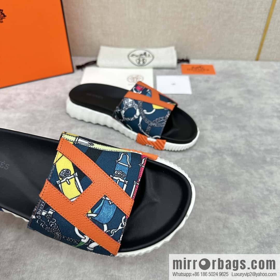 💋💍 H new cross slippers Hermès * Hermès-Shi, the latest classic men's Electric slippers