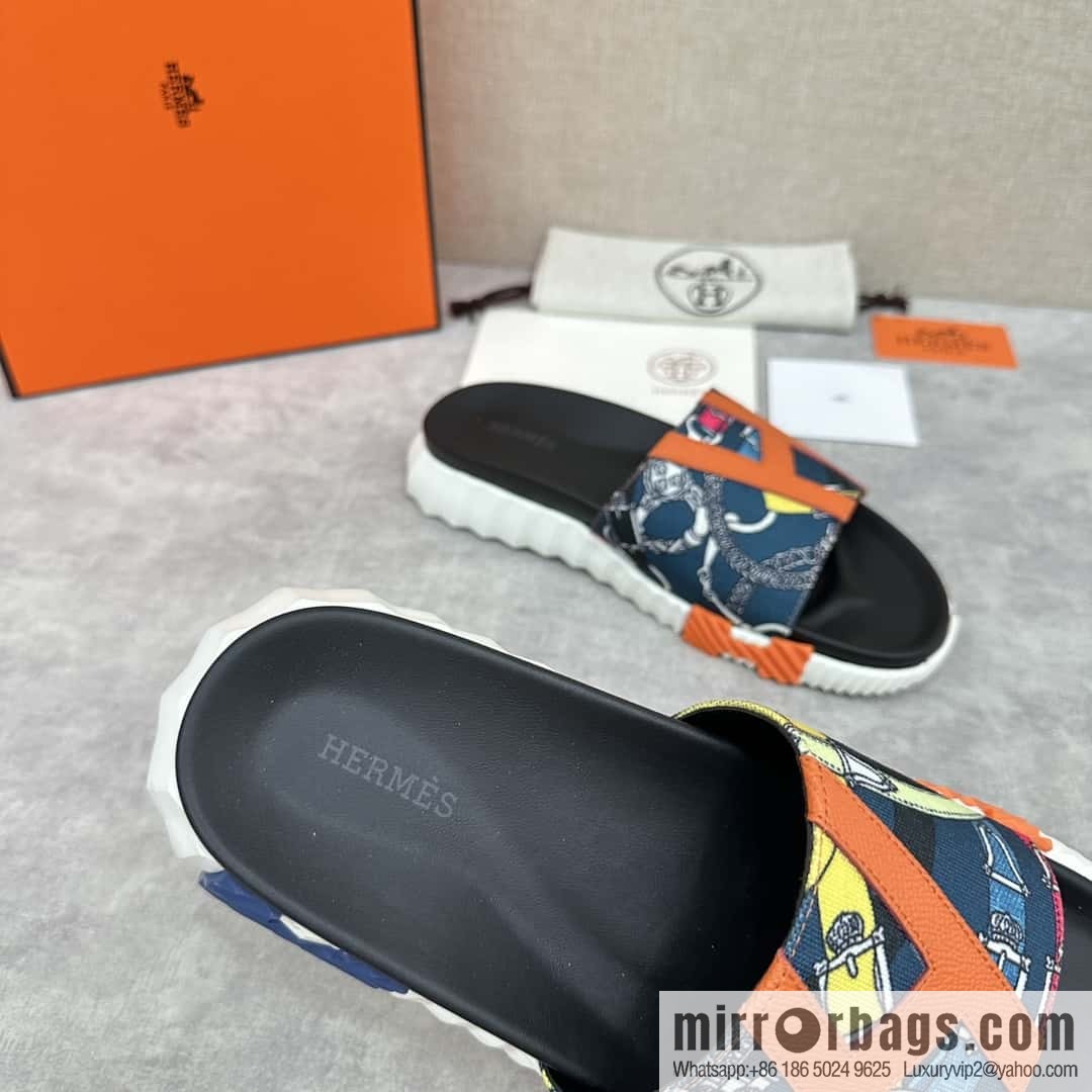 💋💍 H new cross slippers Hermès * Hermès-Shi, the latest classic men's Electric slippers