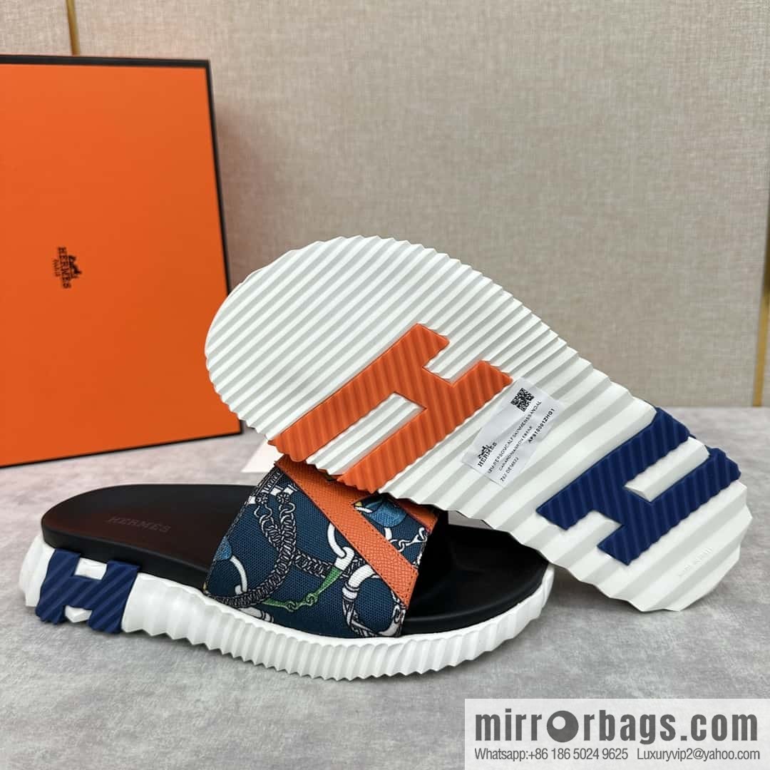 💋💍 H new cross slippers Hermès * Hermès-Shi, the latest classic men's Electric slippers
