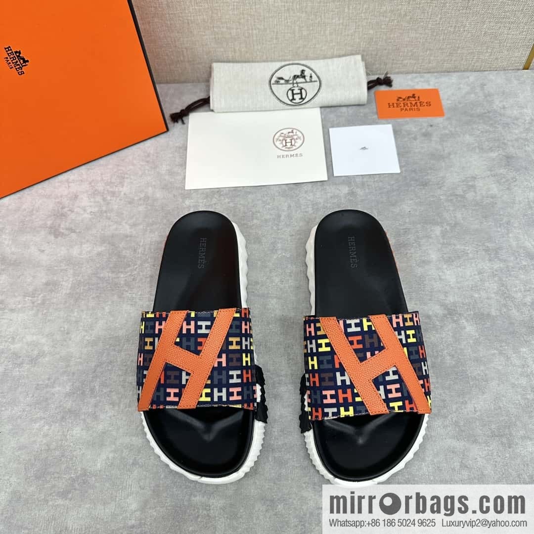 💋💍 H new cross slippers Hermès * Hermès-Shi, the latest classic men's Electric slippers