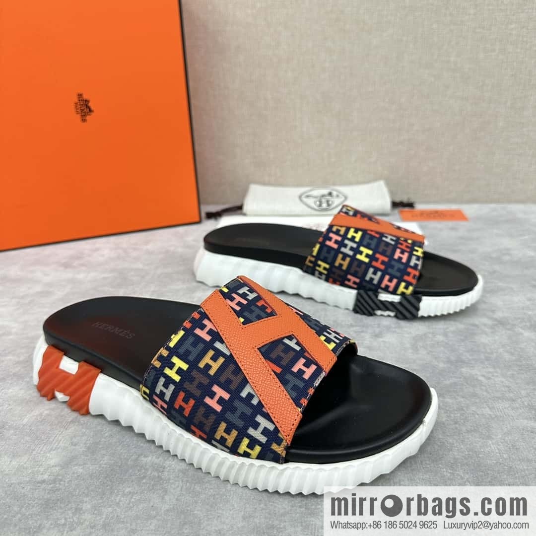 💋💍 H new cross slippers Hermès * Hermès-Shi, the latest classic men's Electric slippers