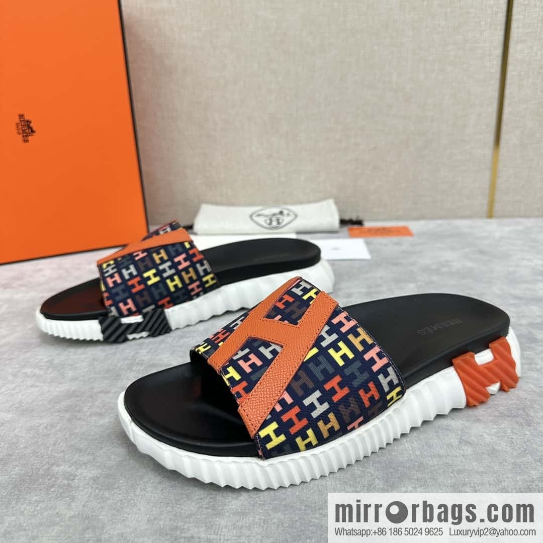 💋💍 H new cross slippers Hermès * Hermès-Shi, the latest classic men's Electric slippers