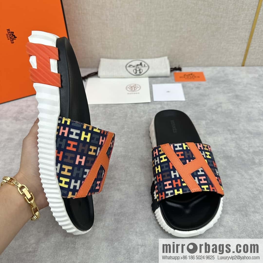 💋💍 H new cross slippers Hermès * Hermès-Shi, the latest classic men's Electric slippers