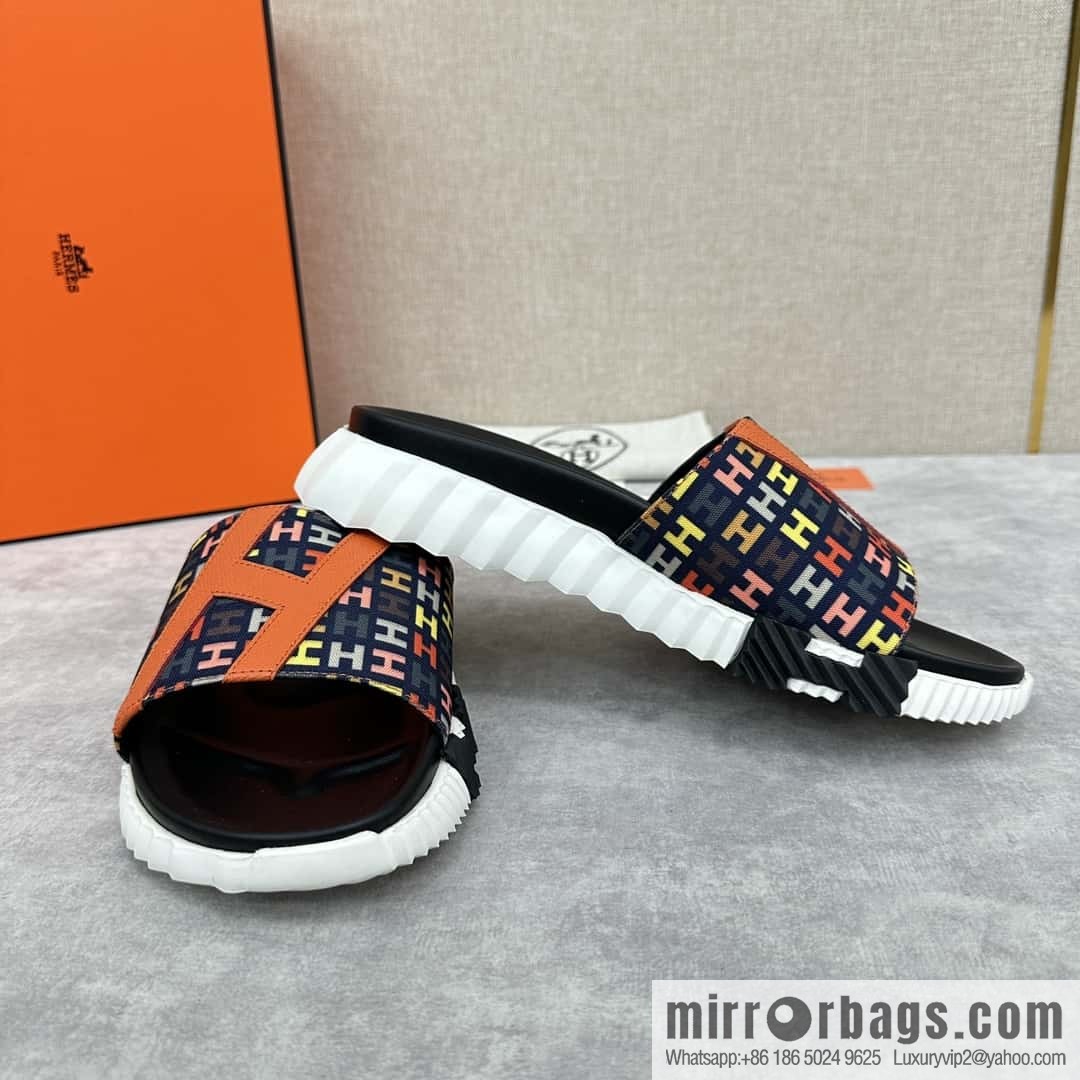 💋💍 H new cross slippers Hermès * Hermès-Shi, the latest classic men's Electric slippers
