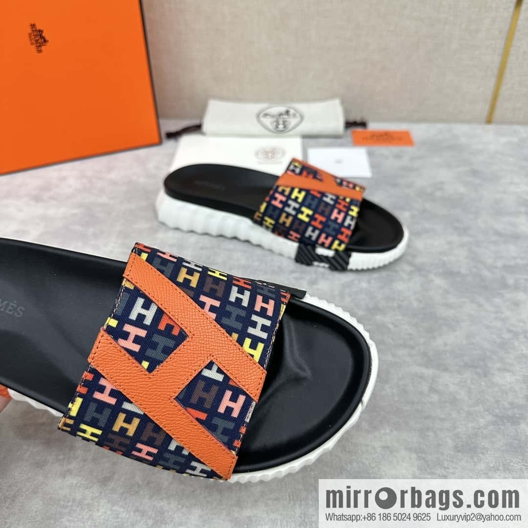 💋💍 H new cross slippers Hermès * Hermès-Shi, the latest classic men's Electric slippers