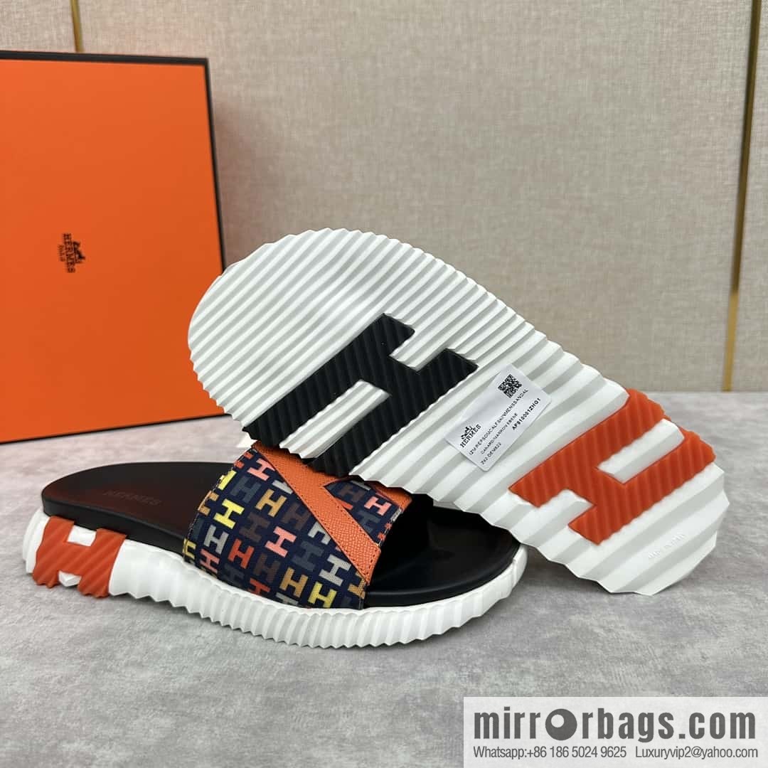 💋💍 H new cross slippers Hermès * Hermès-Shi, the latest classic men's Electric slippers