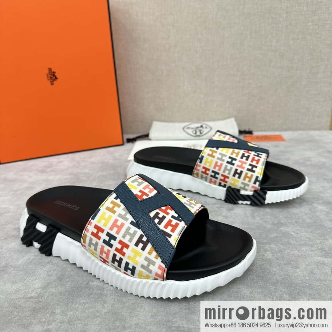 💋💍 H new cross slippers Hermès * Hermès-Shi, the latest classic men's Electric slippers