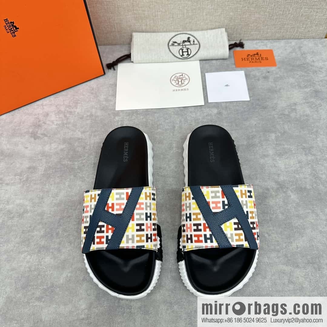 💋💍 H new cross slippers Hermès * Hermès-Shi, the latest classic men's Electric slippers