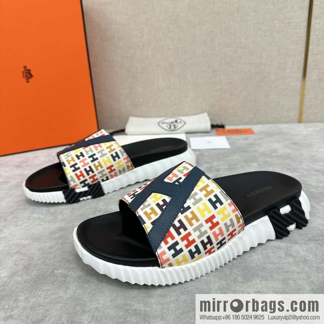 💋💍 H new cross slippers Hermès * Hermès-Shi, the latest classic men's Electric slippers