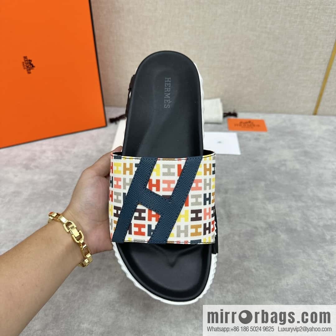 💋💍 H new cross slippers Hermès * Hermès-Shi, the latest classic men's Electric slippers