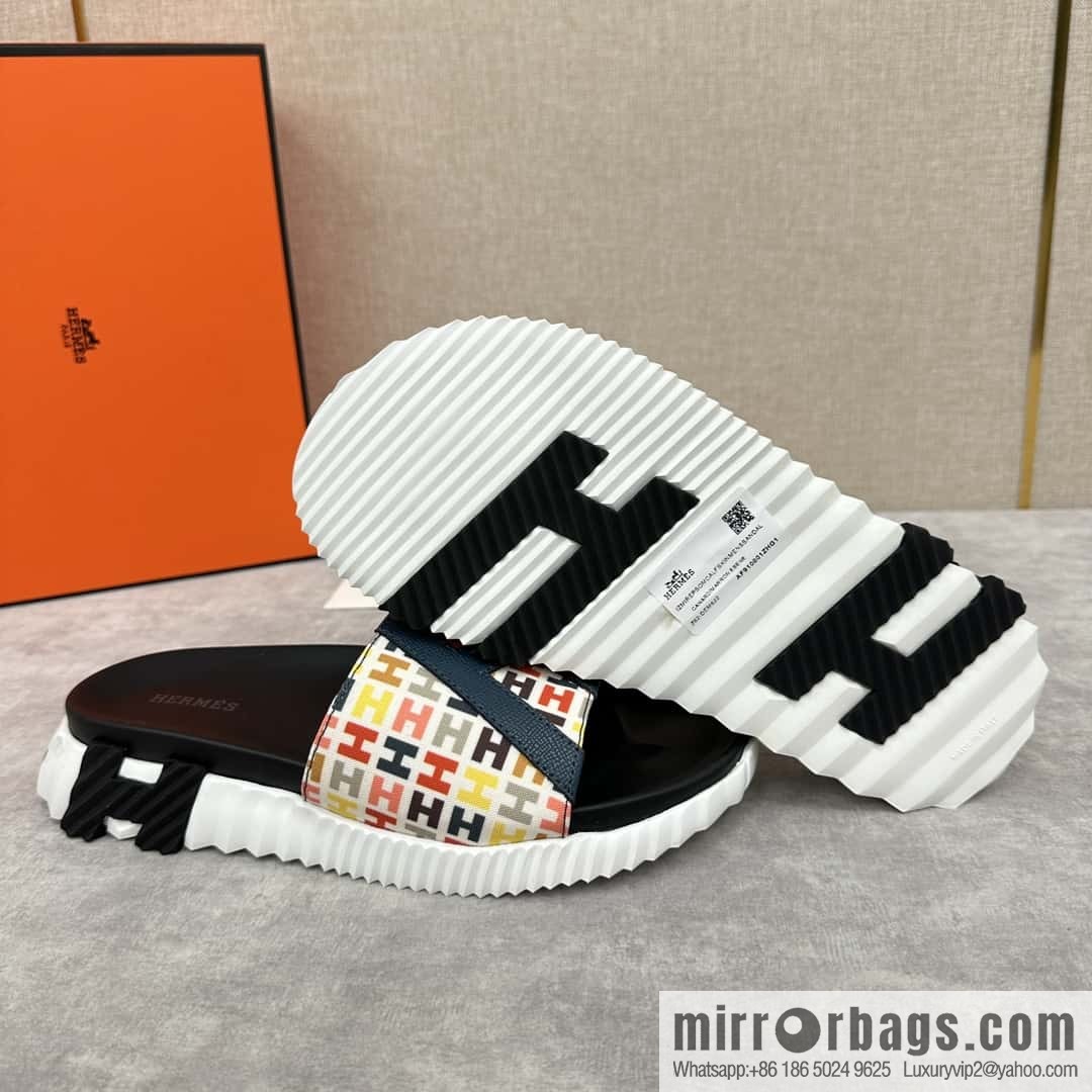 💋💍 H new cross slippers Hermès * Hermès-Shi, the latest classic men's Electric slippers