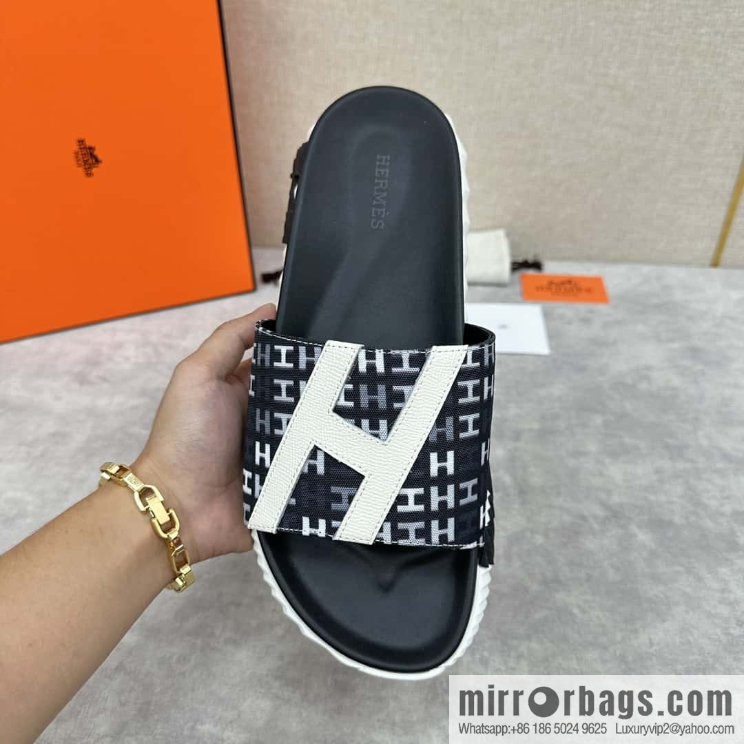 💋💍 H new cross slippers Hermès * Hermès-Shi, the latest classic men's Electric slippers