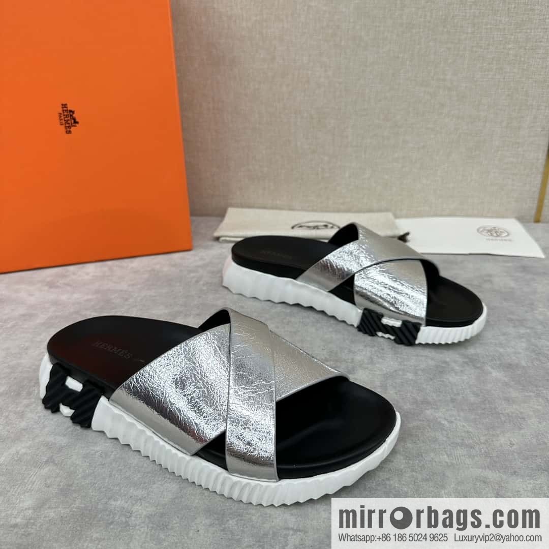 💋💍 H new cross slippers Hermès * Hermès-Shi, the latest classic men's Electric slippers