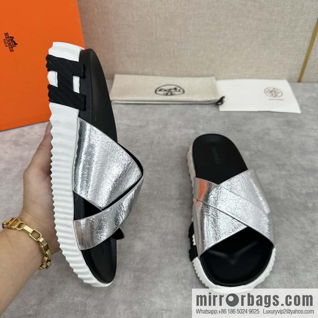 💋💍 H new cross slippers Hermès * Hermès-Shi, the latest classic men's Electric slippers