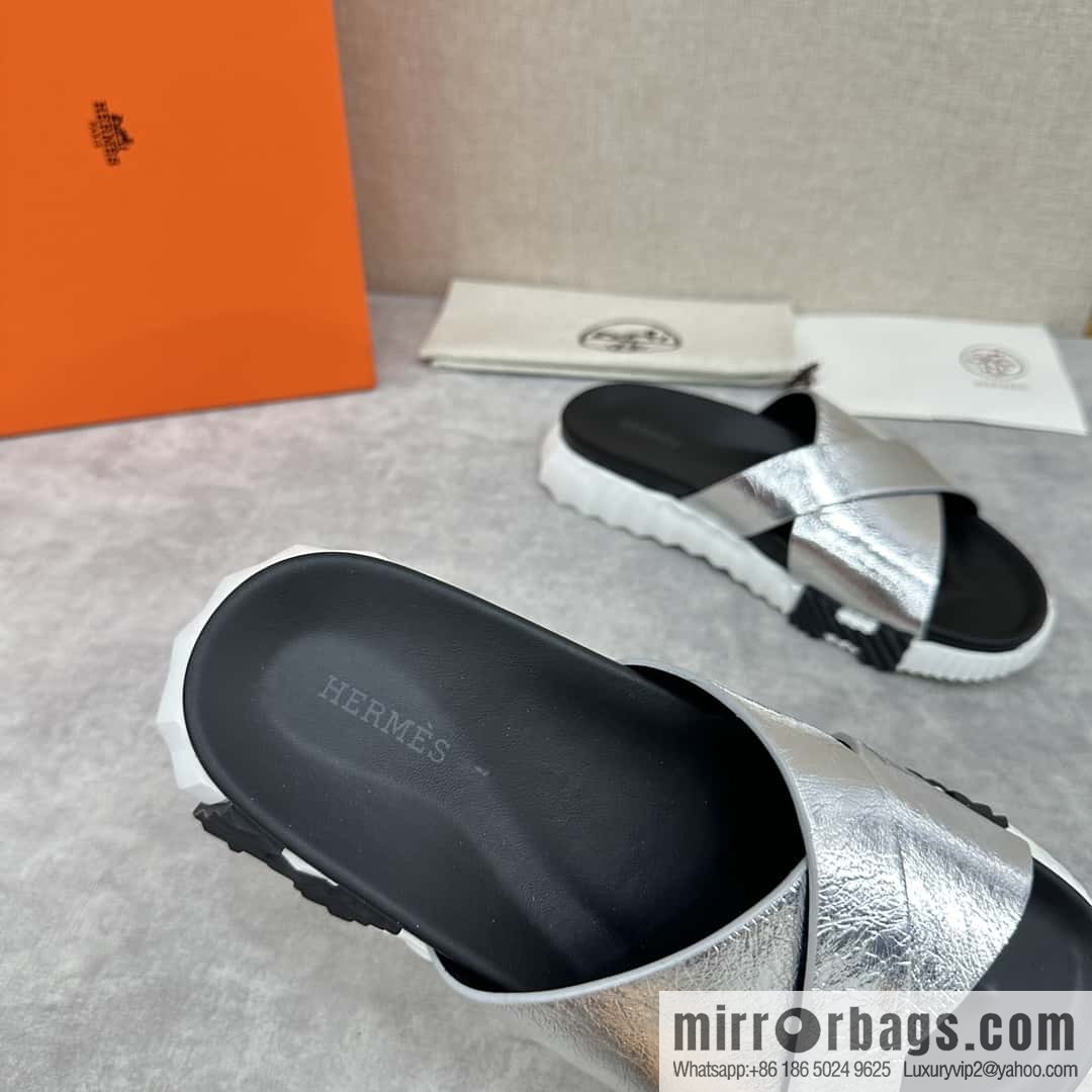 💋💍 H new cross slippers Hermès * Hermès-Shi, the latest classic men's Electric slippers