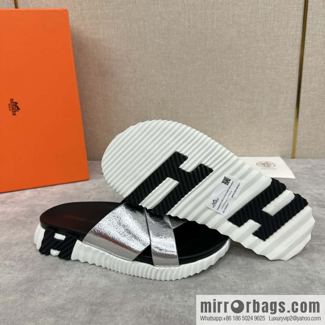 💋💍 H new cross slippers Hermès * Hermès-Shi, the latest classic men's Electric slippers