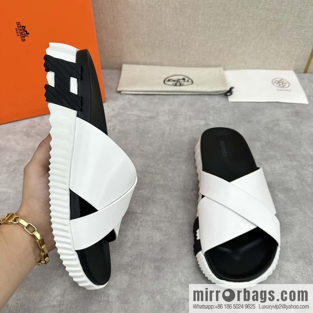 💋💍 H new cross slippers Hermès * Hermès-Shi, the latest classic men's Electric slippers