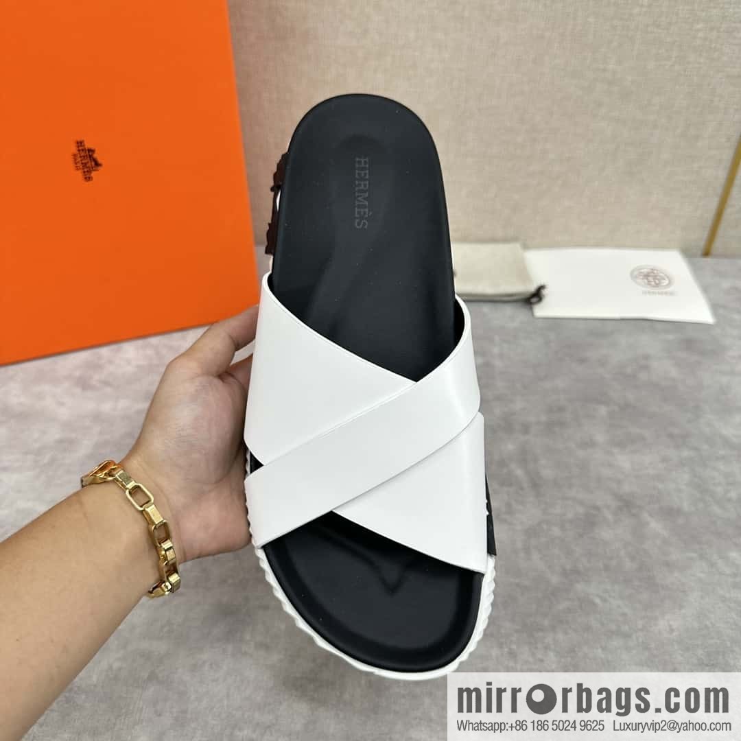 💋💍 H new cross slippers Hermès * Hermès-Shi, the latest classic men's Electric slippers