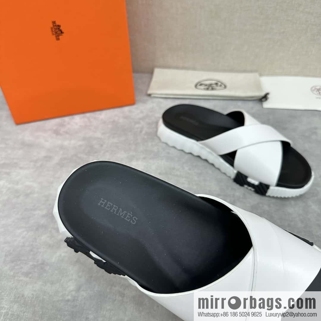 💋💍 H new cross slippers Hermès * Hermès-Shi, the latest classic men's Electric slippers