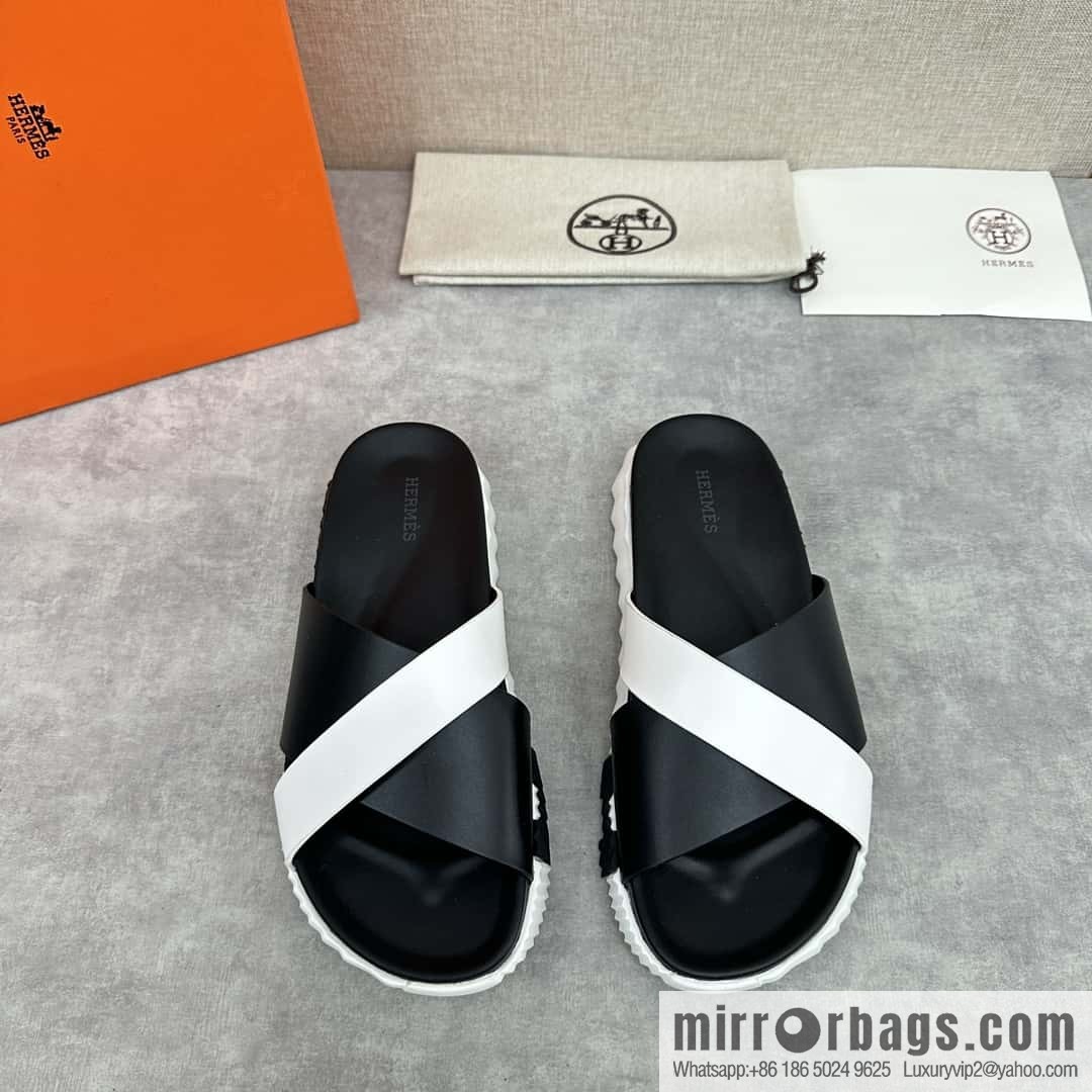 💋💍 H new cross slippers Hermès * Hermès-Shi, the latest classic men's Electric slippers
