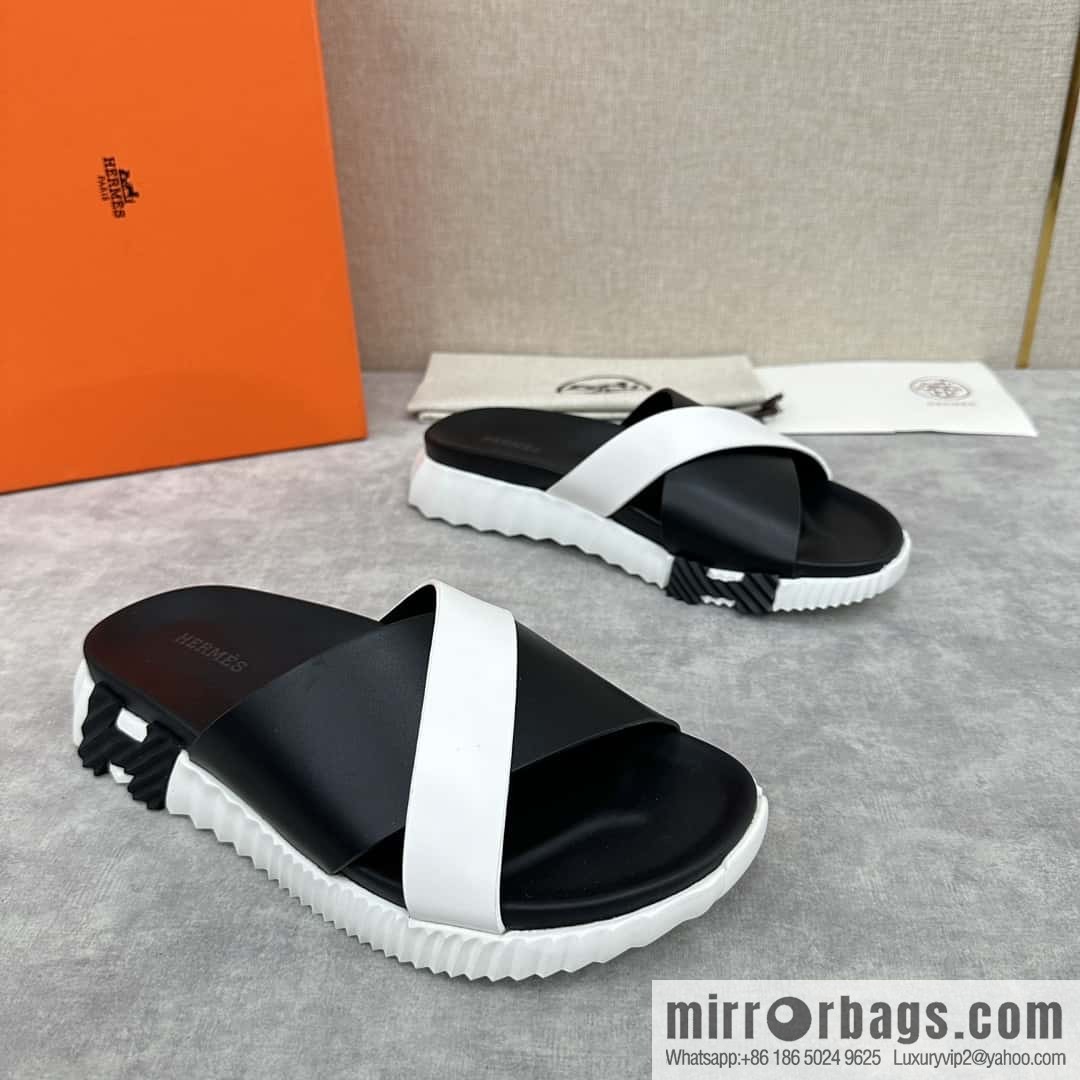 💋💍 H new cross slippers Hermès * Hermès-Shi, the latest classic men's Electric slippers