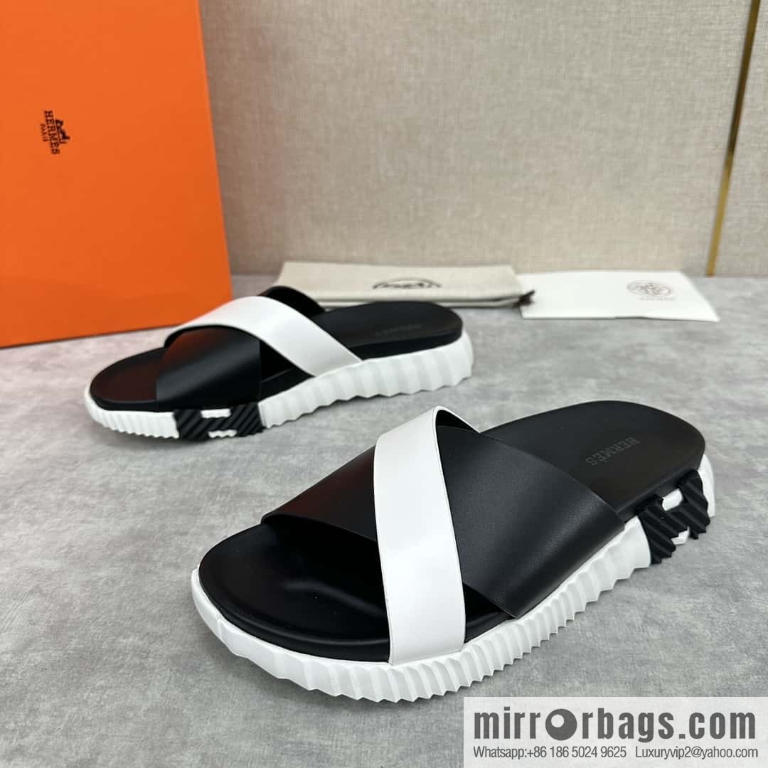 💋💍 H new cross slippers Hermès * Hermès-Shi, the latest classic men's Electric slippers