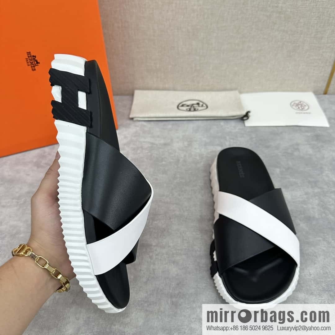 💋💍 H new cross slippers Hermès * Hermès-Shi, the latest classic men's Electric slippers