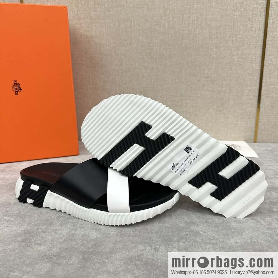 💋💍 H new cross slippers Hermès * Hermès-Shi, the latest classic men's Electric slippers