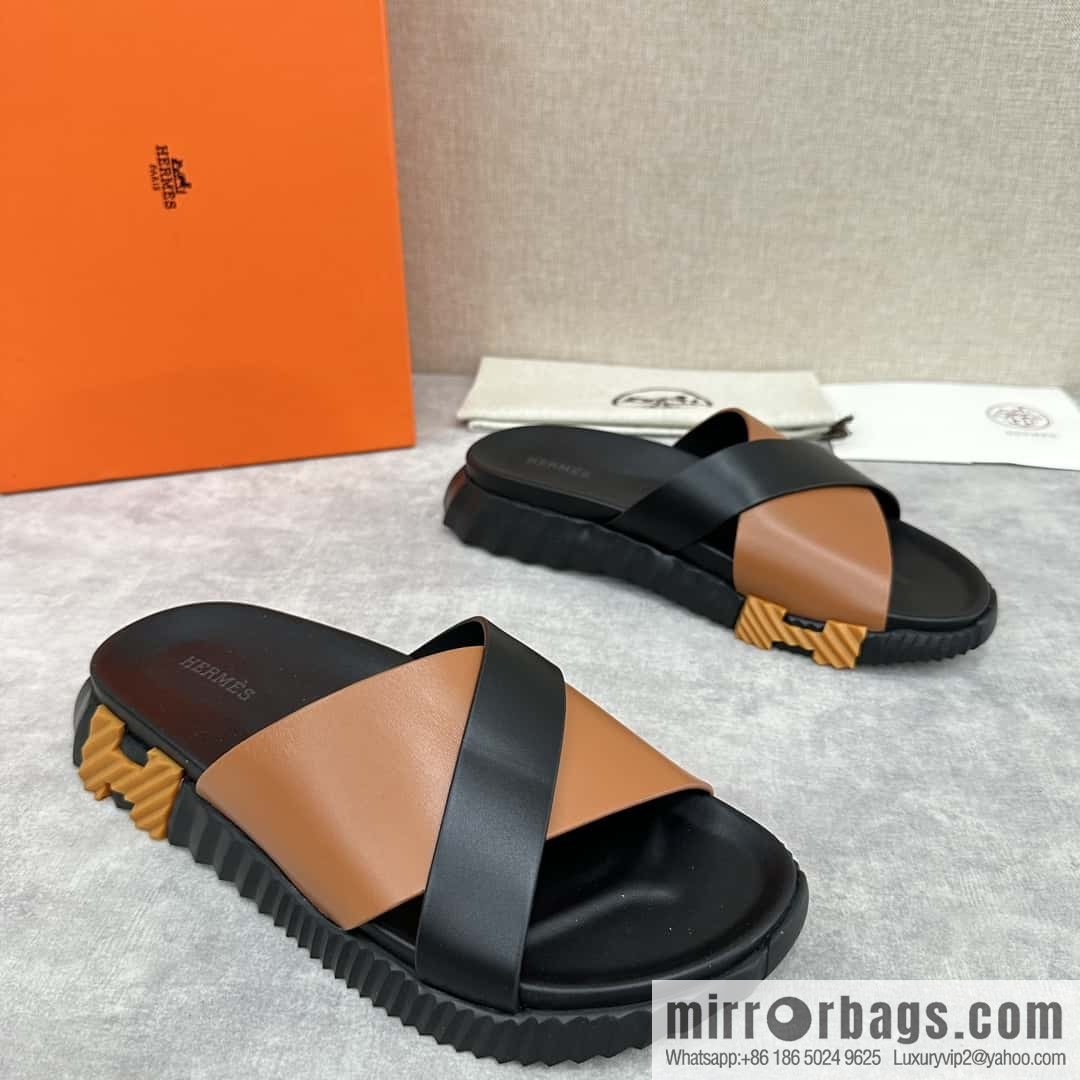 💋💍 H new cross slippers Hermès * Hermès-Shi, the latest classic men's Electric slippers