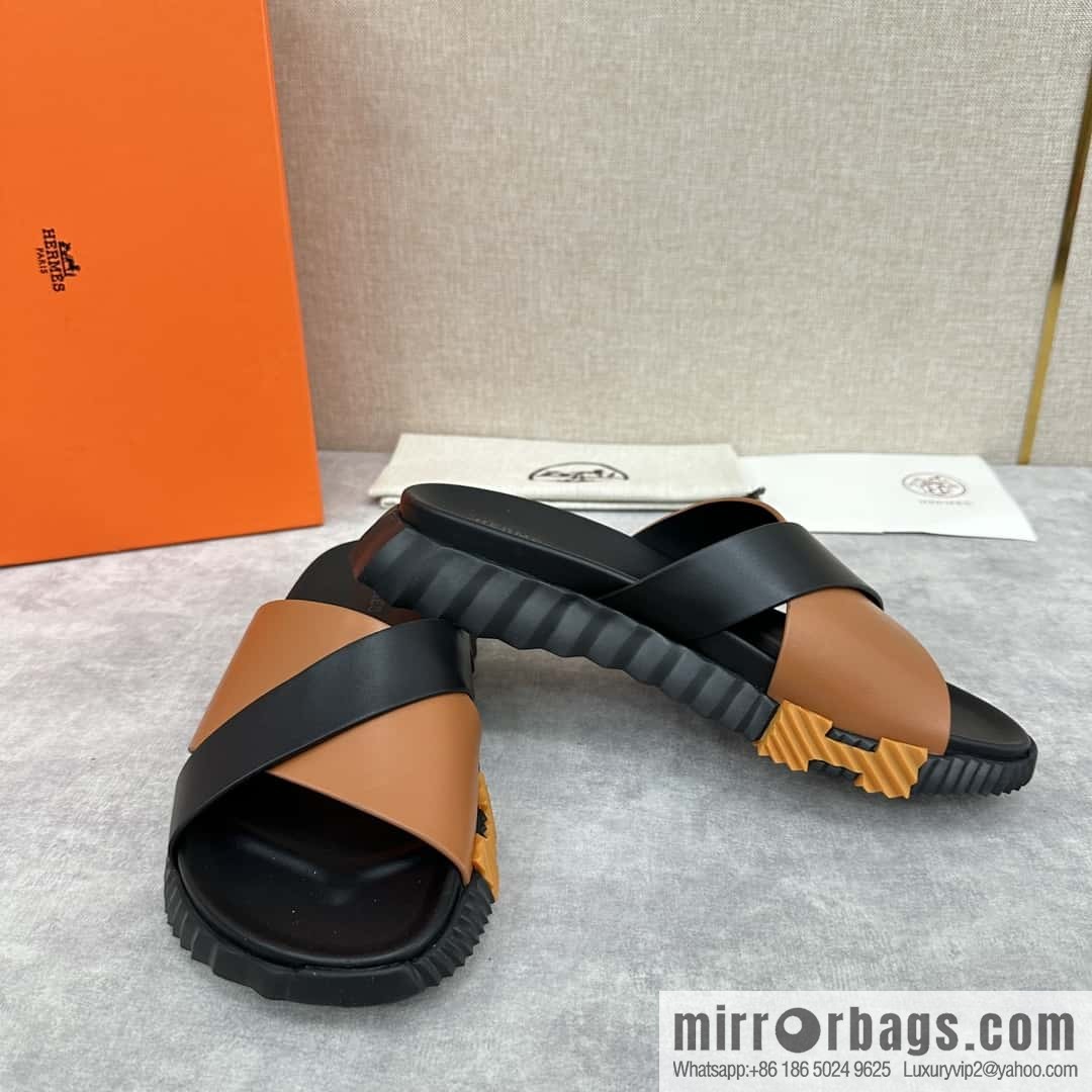 💋💍 H new cross slippers Hermès * Hermès-Shi, the latest classic men's Electric slippers