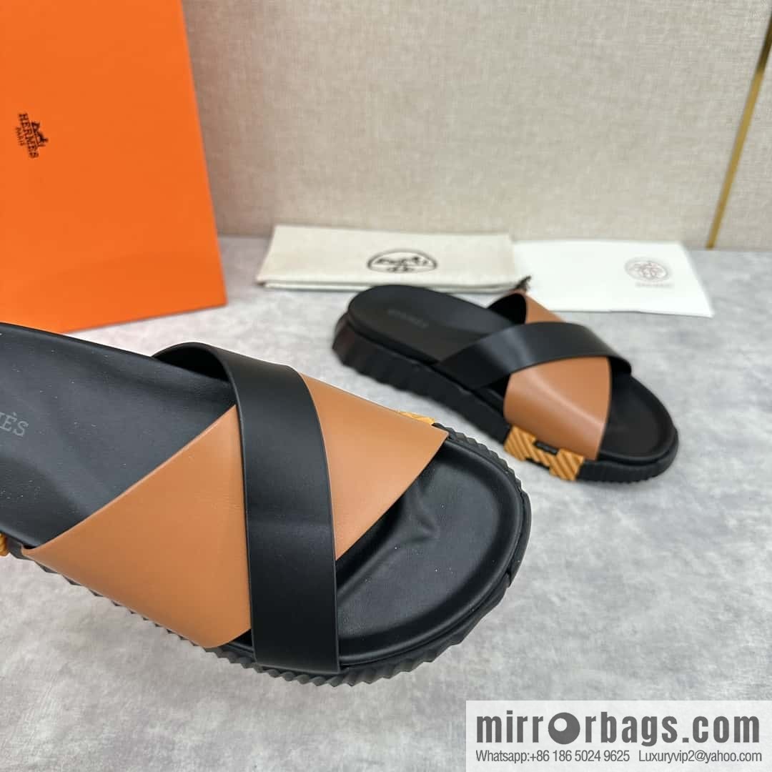 💋💍 H new cross slippers Hermès * Hermès-Shi, the latest classic men's Electric slippers