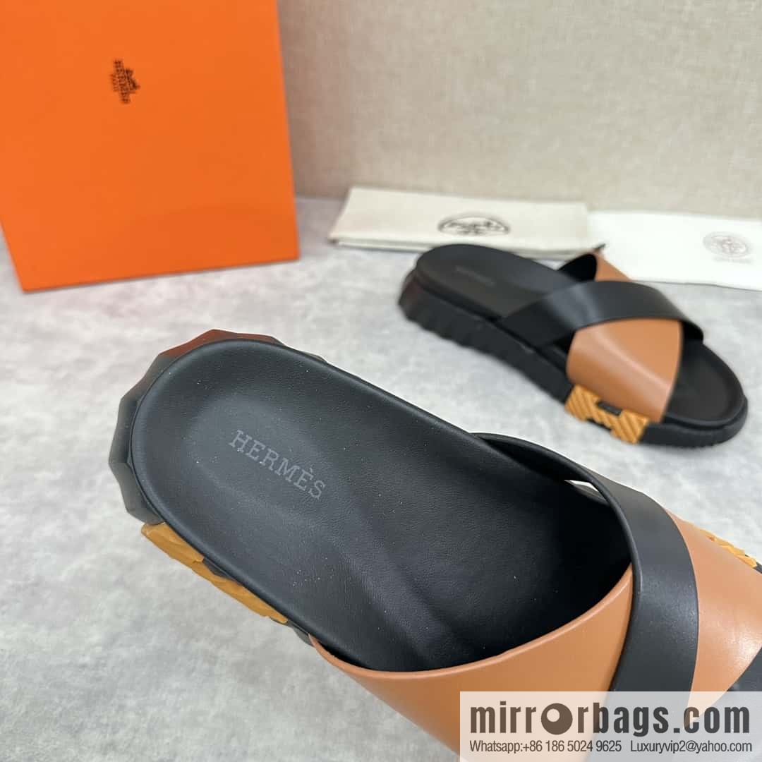💋💍 H new cross slippers Hermès * Hermès-Shi, the latest classic men's Electric slippers