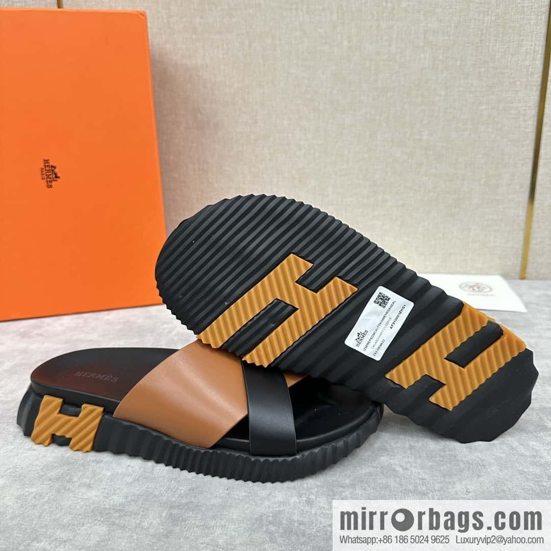 💋💍 H new cross slippers Hermès * Hermès-Shi, the latest classic men's Electric slippers