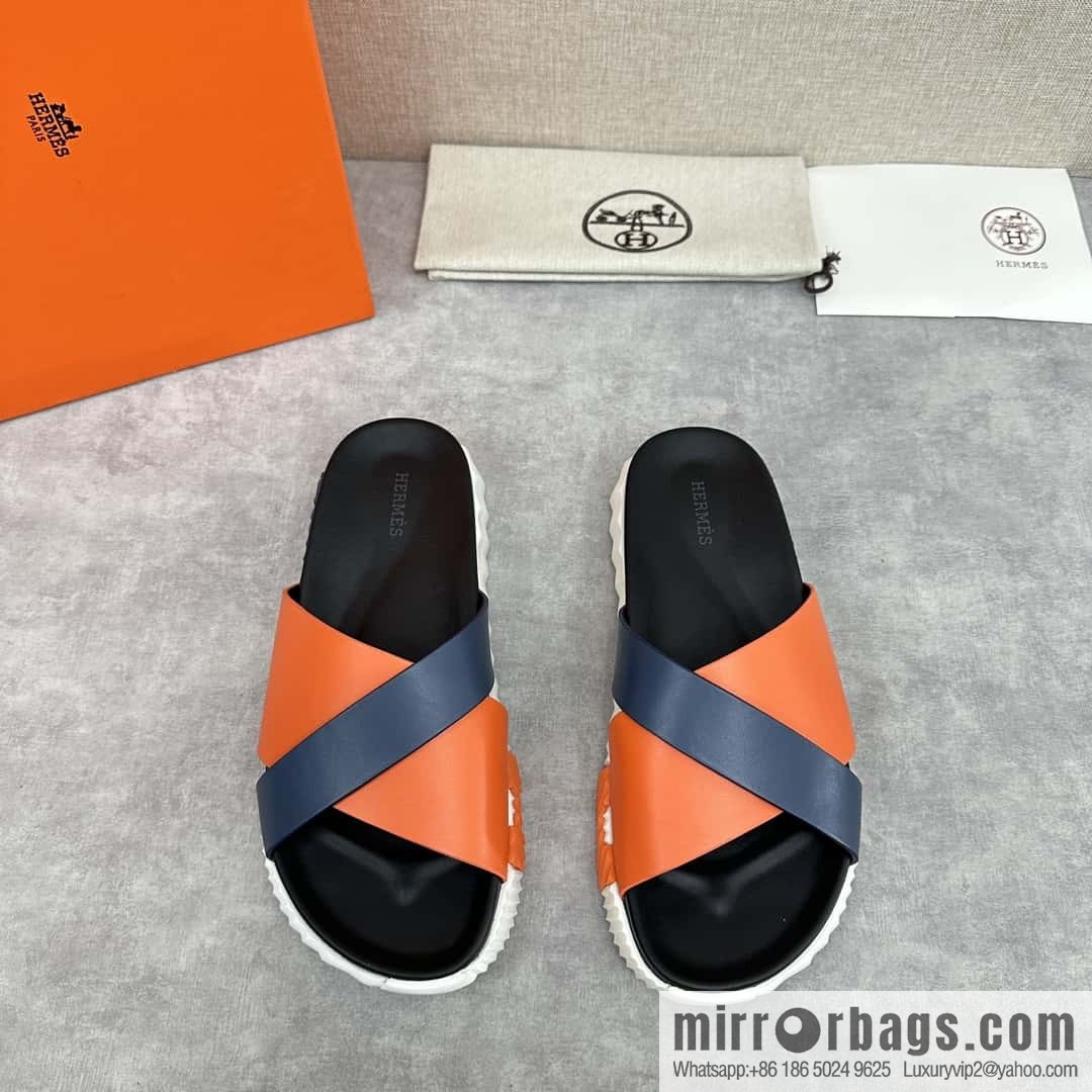 💋💍 H new cross slippers Hermès * Hermès-Shi, the latest classic men's Electric slippers