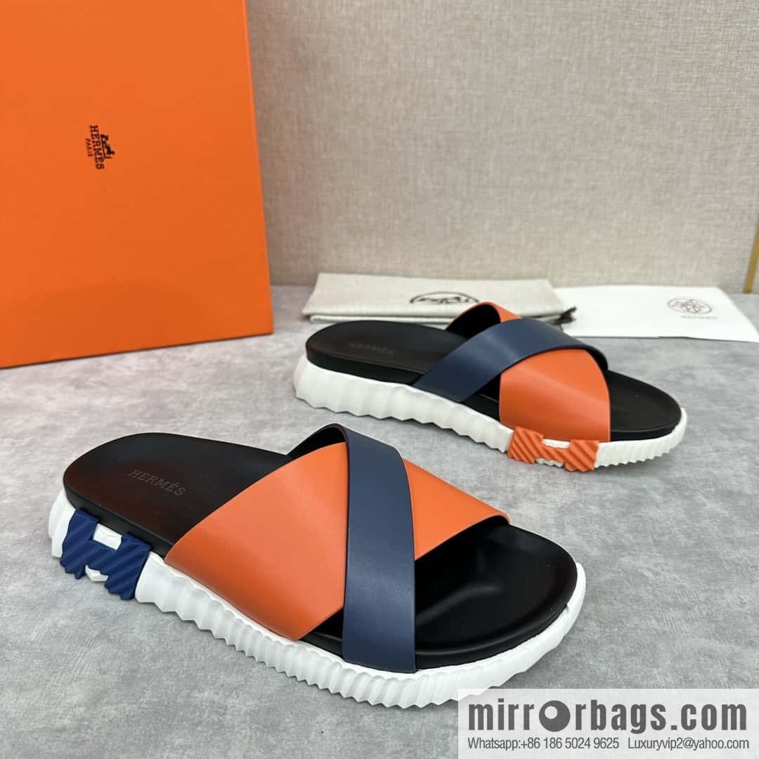 💋💍 H new cross slippers Hermès * Hermès-Shi, the latest classic men's Electric slippers