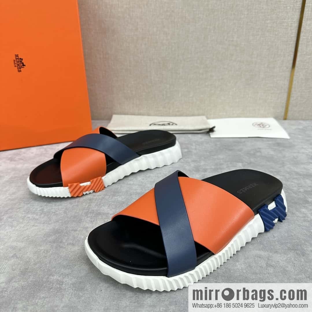 💋💍 H new cross slippers Hermès * Hermès-Shi, the latest classic men's Electric slippers