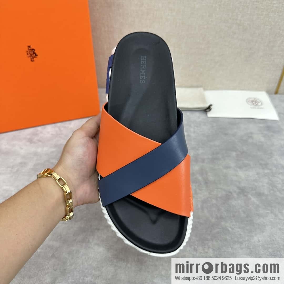 💋💍 H new cross slippers Hermès * Hermès-Shi, the latest classic men's Electric slippers