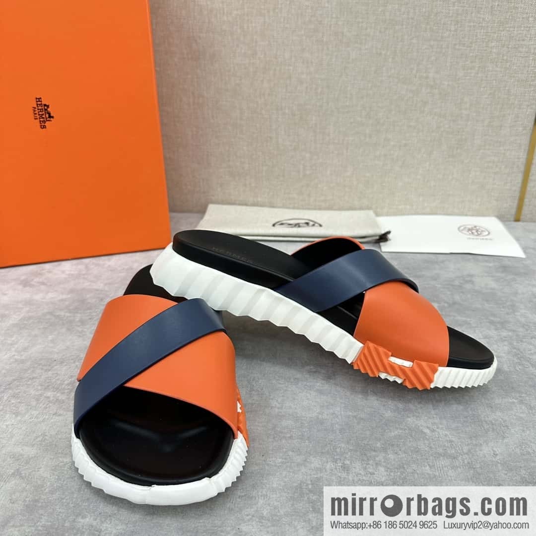 💋💍 H new cross slippers Hermès * Hermès-Shi, the latest classic men's Electric slippers