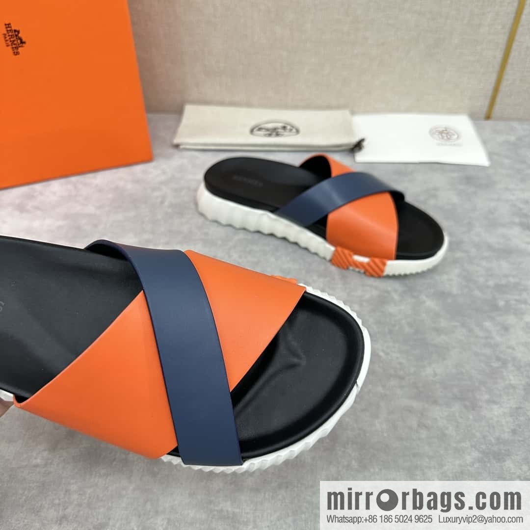 💋💍 H new cross slippers Hermès * Hermès-Shi, the latest classic men's Electric slippers