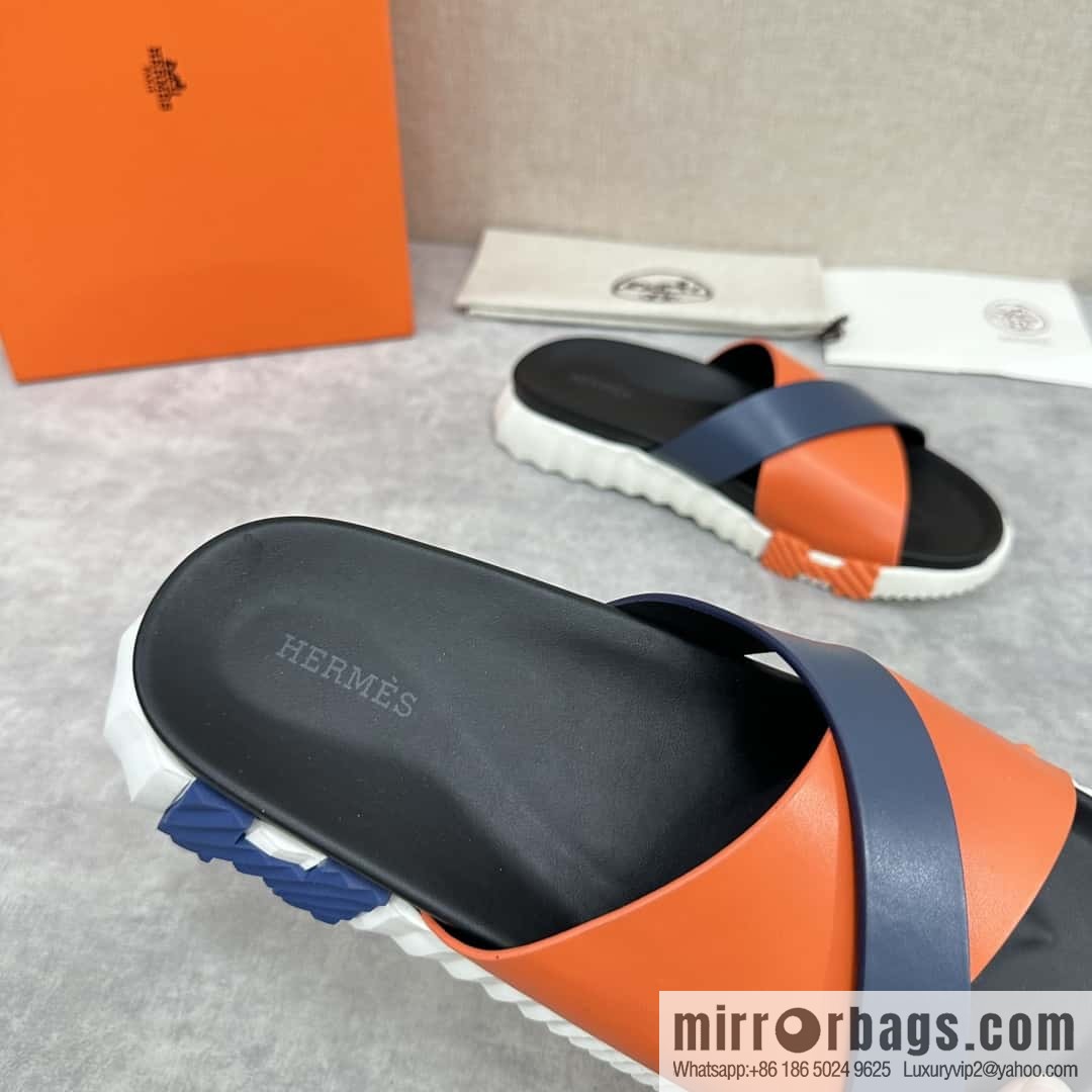 💋💍 H new cross slippers Hermès * Hermès-Shi, the latest classic men's Electric slippers