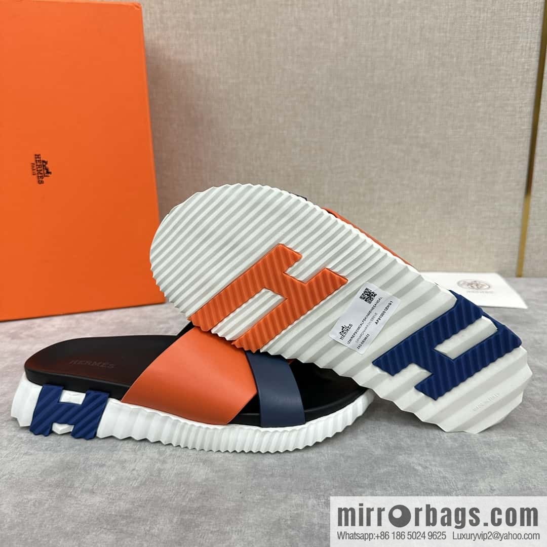 💋💍 H new cross slippers Hermès * Hermès-Shi, the latest classic men's Electric slippers