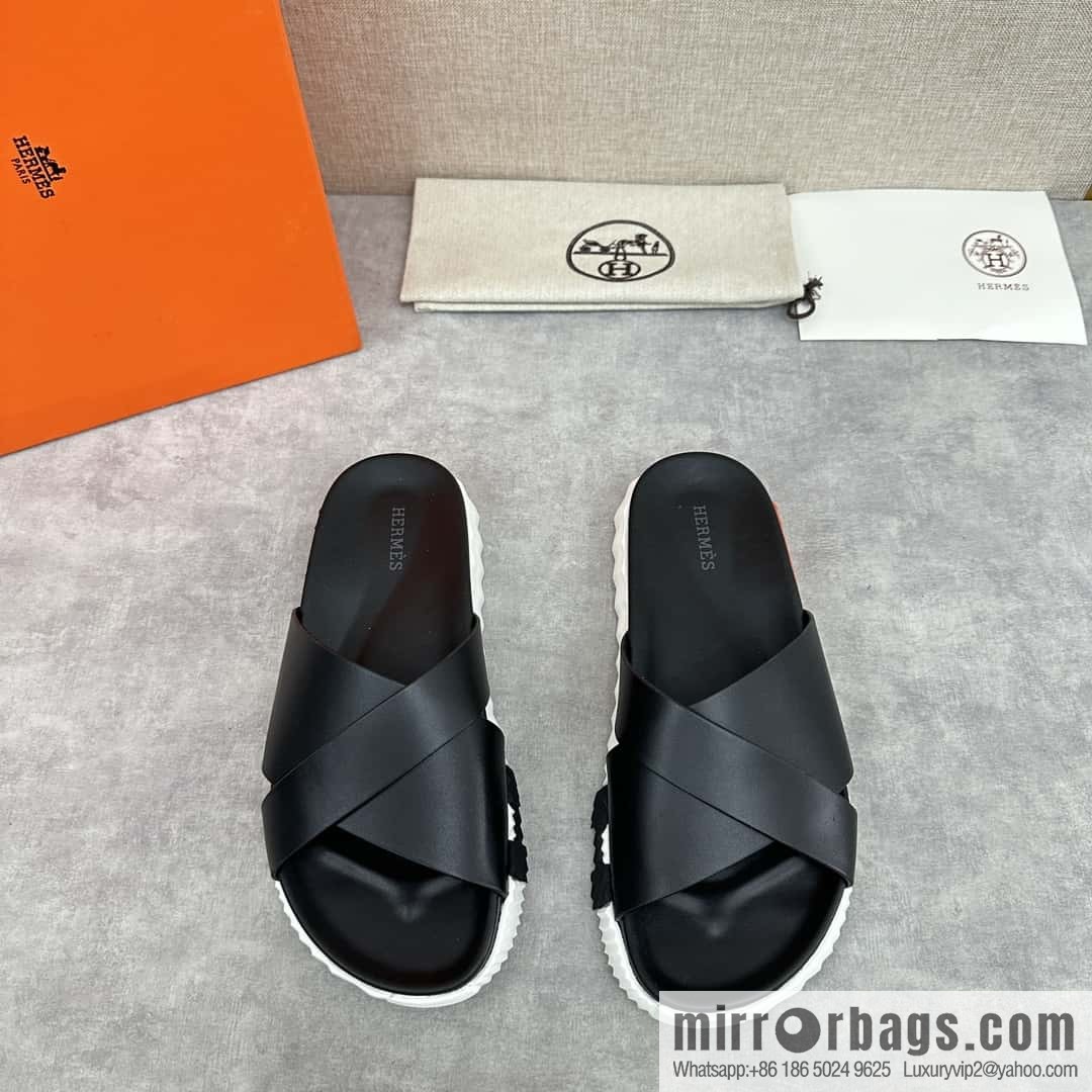 💋💍 H new cross slippers Hermès * Hermès-Shi, the latest classic men's Electric slippers